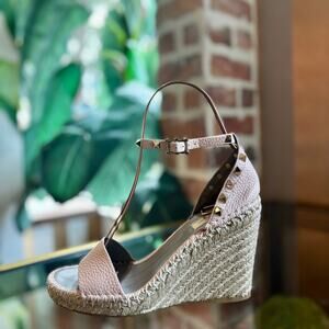 VALENTINO Pink Rockstud Espadrille Wedges